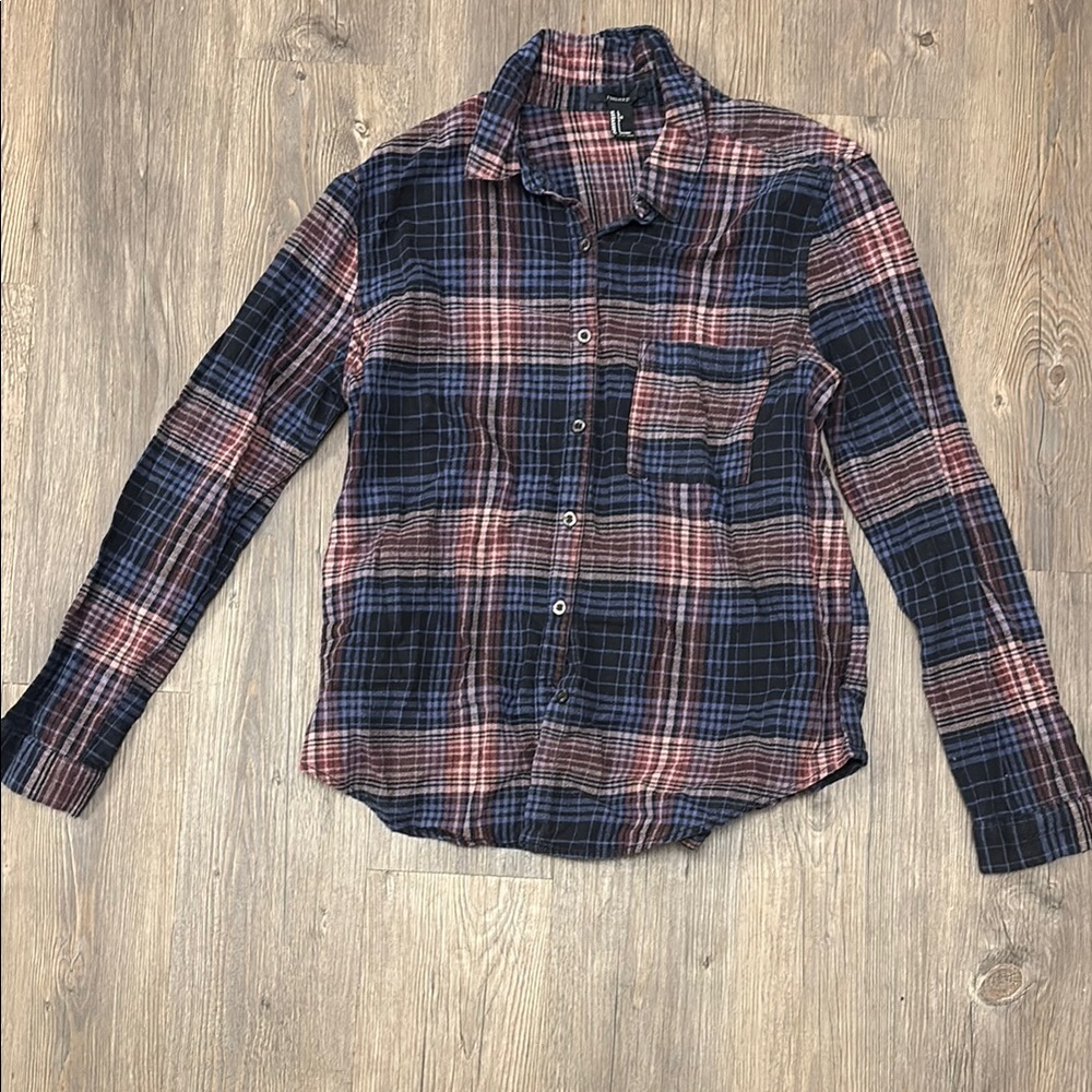 Men's Plaid Shirt - Blue and Red